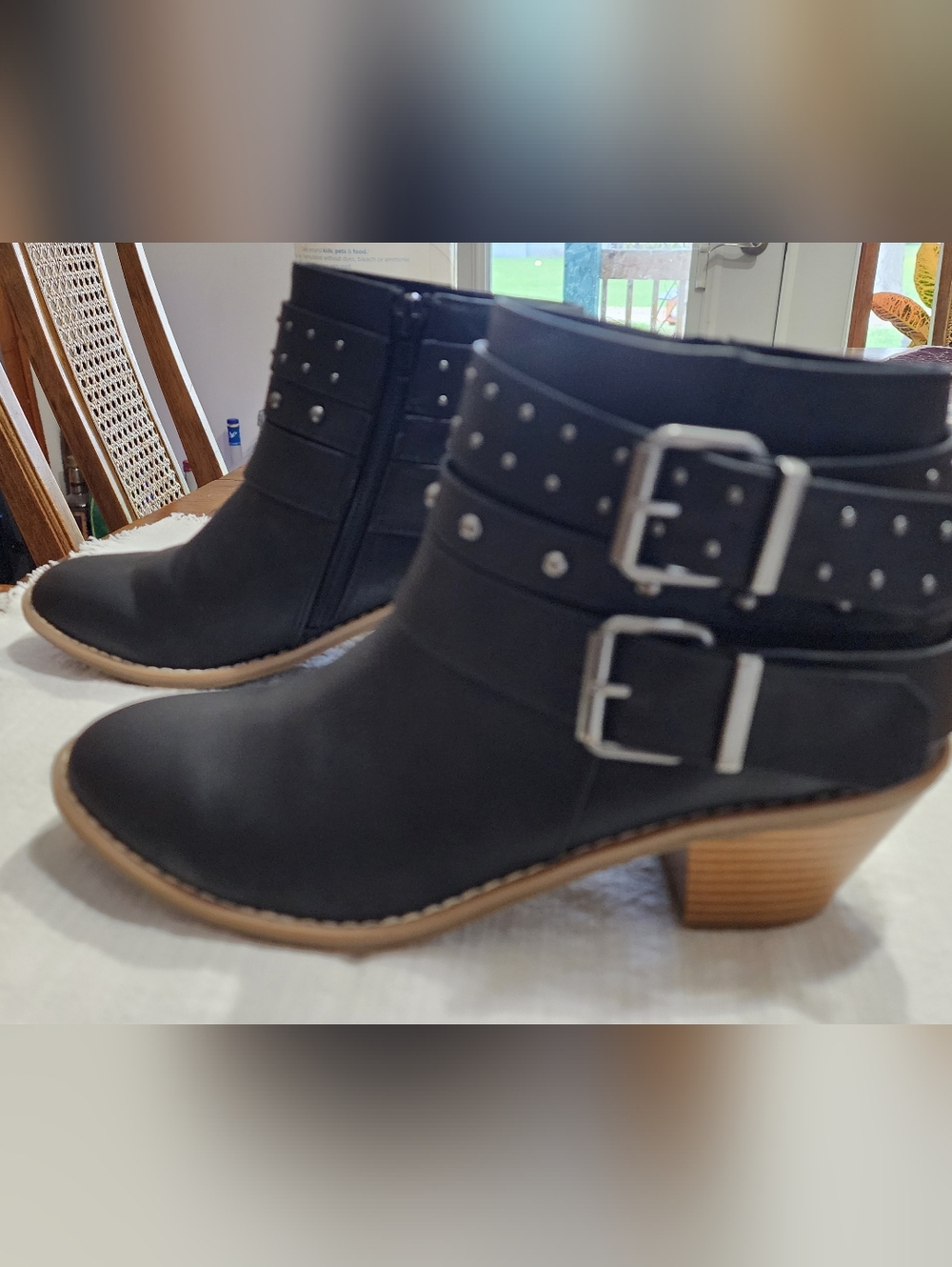 Rocket DogWomen's Black Studded Buckle Ankle Boots